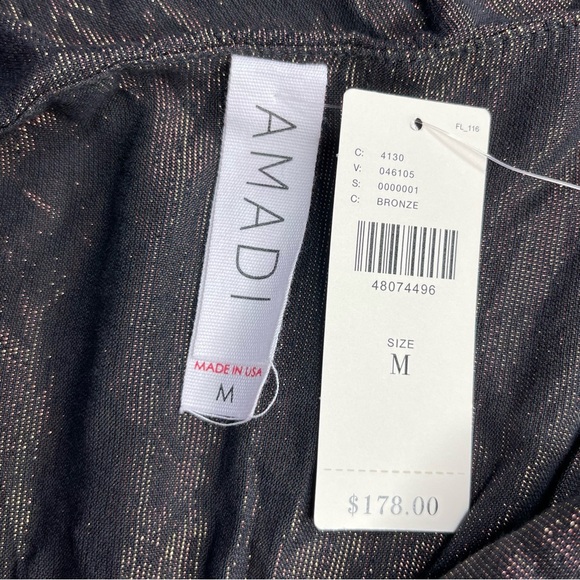 Amadi Anthropologie Black and Bronze Metallic Ruffle Dress size M NWT Party - Picture 4 of 9